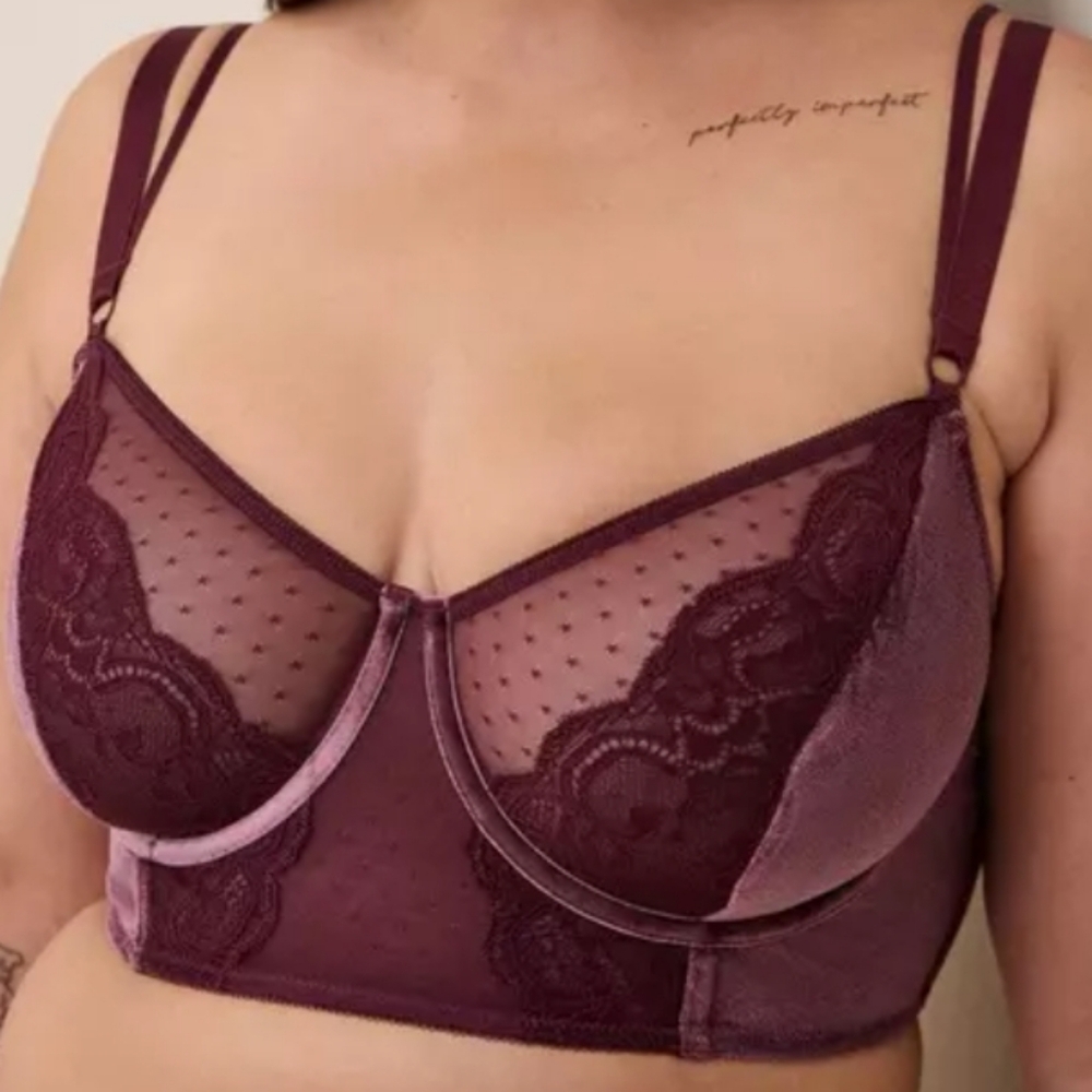 Torrid Curve Velour And Lace Underwire Bra